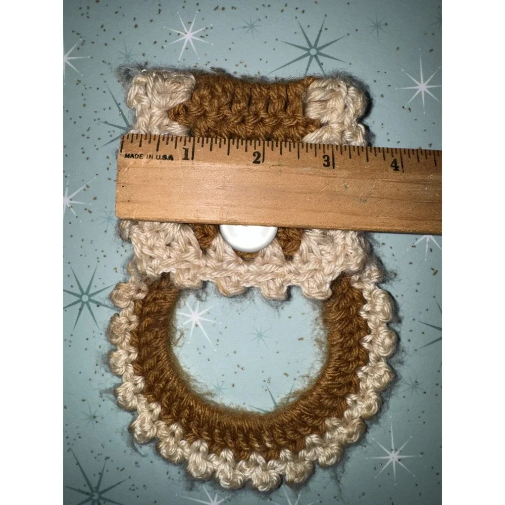 Crocheted‎ Kitchen Towel Ring. Brown and Tan. Cottagecore Farmhouse Vintage look